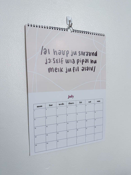 IPA mental health affirmations 2026 A3 calendar