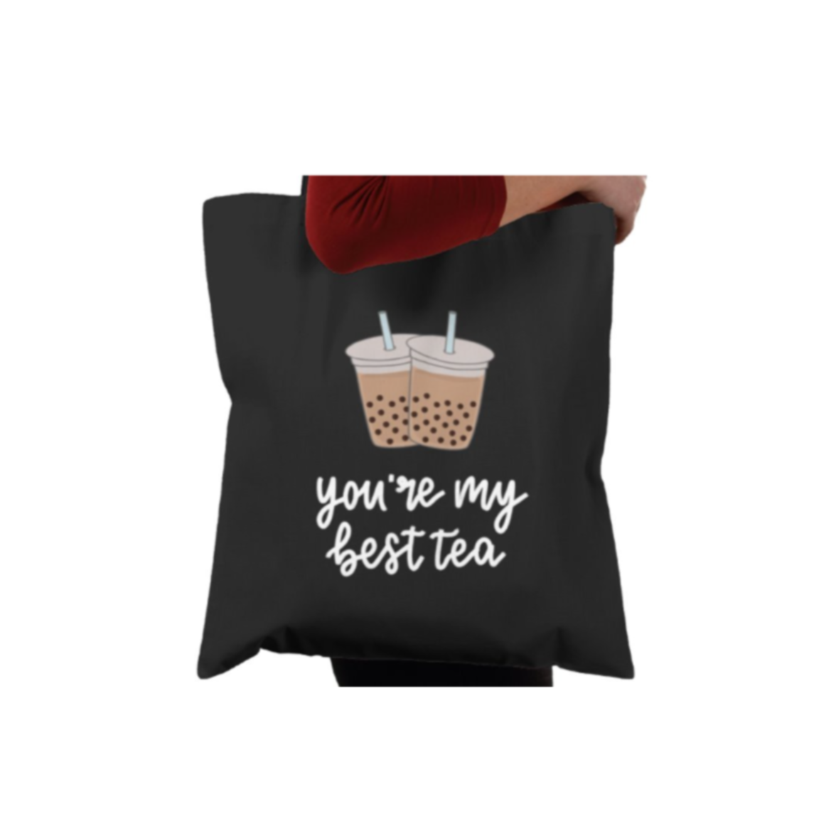 you're my best tea black tote bag