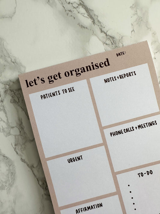let's get organised healthcare | a5 notepad